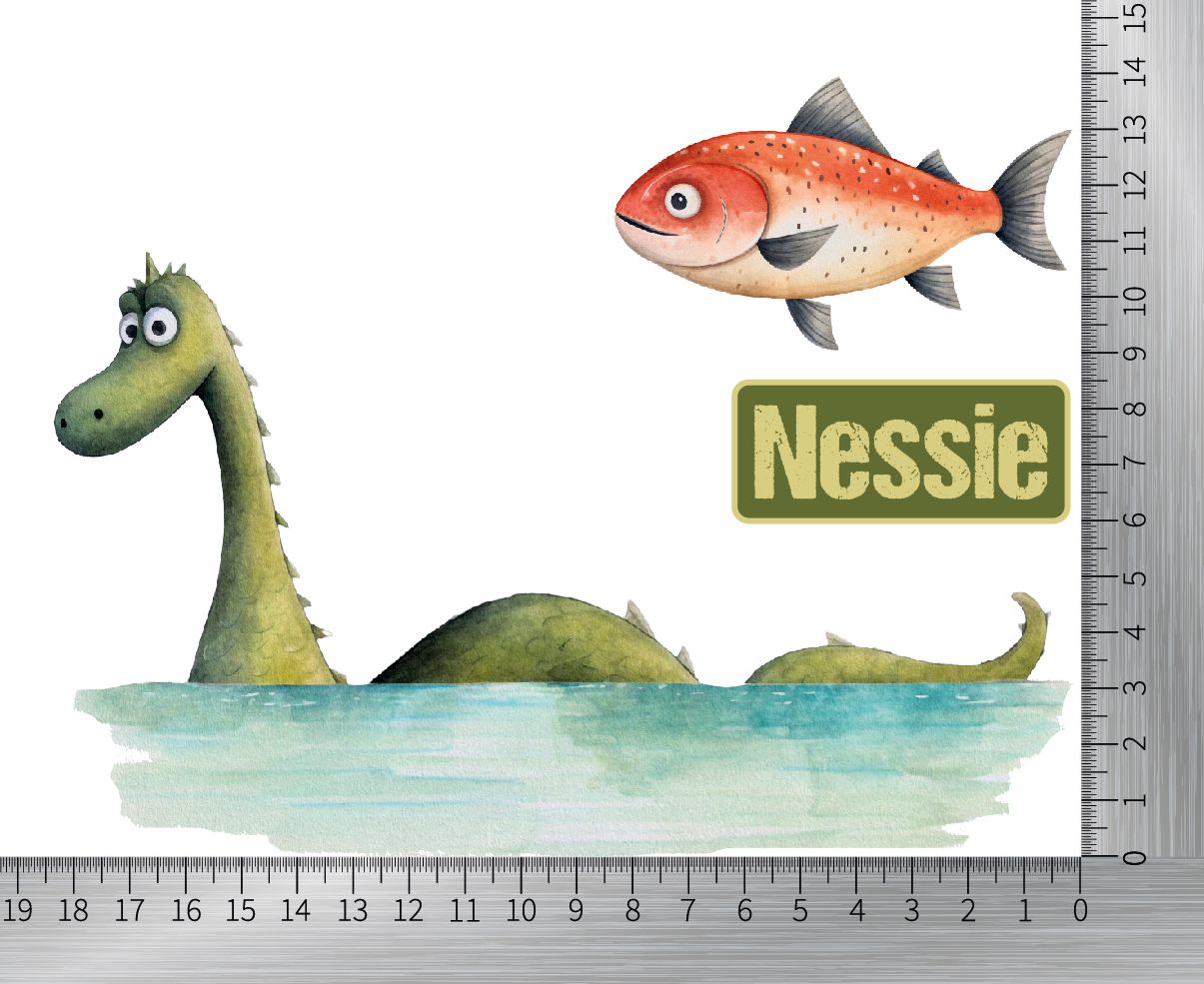 Bügelbilder Nessie & Fisch Lineal